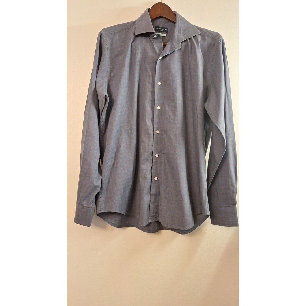 PETER MILLAR COLLECTION Flex Finish Men's Large Long Sleeve Blue Button Front